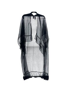 Express Womans Sheer Swiss Dot Kimono Duster-Black-One Size-GUC